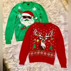 Holiday Sweater / Reindeer and Santa Clause Festive Christmas Sweater Bundle